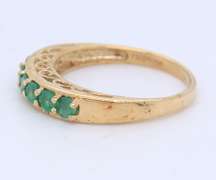 Fantastic Yellow Gold Emerald Shared Prong Band