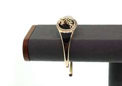 BRAND NEW! Handmade Italian 14k Gold and Onyx Panther Bangle Bracelet rimmed with Cubic Zirconias