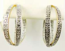 Stellar 14K Inside/Outside Pave Diamond Hoop Earrings