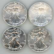4 Diff. Pristine-perfect Gem BU American Silver Eagle coins