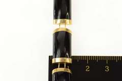 14K Yellow Gold Black Onyx Curved Bar Link Statement Bracelet