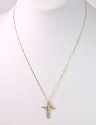 Delicate Diamond Cross Pendant Necklace in 14K/10K Yellow Gold