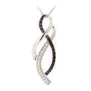 Sterling Silver Black Diamond Accent Ribbon Twist Necklace