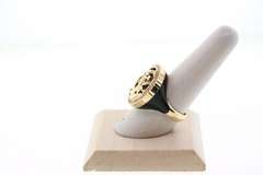 Gorgeous Handmade Italian Night Panther Ring with 14k Gold and Onyx rimmed with Cubic Zirconias