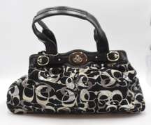 Coach Mia Velvet Optic Black Leather Lurex Carryall