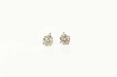 14K White Gold 0.58 Ctw Round Diamond Classic Solitaire Earrings