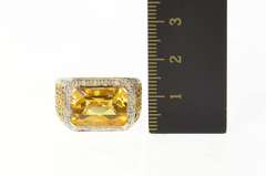 14K Yellow Gold Emerald Citrine Diamond Sapphire Cocktail Ring