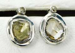 Glistening 10K Mine Cut Champagne Diamond Earrings