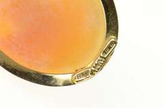 14K Yellow Gold Lady Carved Shell Cameo Statement Pendant/Pin