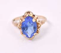 Beautiful Blue Gemstone Ring in Yellow Gold