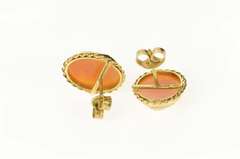 14K Yellow Gold Carved Shell Cameo Lady Statement Stud Earrings