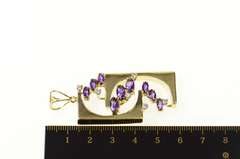 14K Yellow Gold Ornate Amethyst Diamond Geometric Pendant