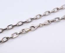 Italian Style White Gold oval Link Chain Necklace