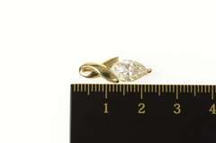 14K Yellow Gold Marquise Cubic Zirconia Solitaire Twist Pendant