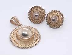 Vintage Sterling Silver Set of Earrings and Pendant