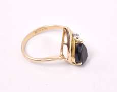 Wonderful Onyx and Diamond Ring in 14K Yellow Gold