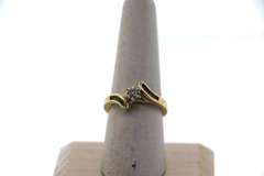 Lone Diamond Ring with encrusted Channel Set Diamonds inside 14k Gold Band
