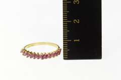 14K Yellow Gold Marquise Natural Ruby Wedding Band Ring