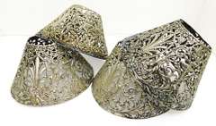 Rare Set of 4 Antique French Metal Lamp Shades