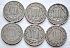 6 Three Cent Nickels