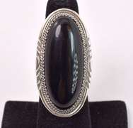 Large Black Onyx Ring in Sterling Silver