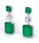 Sterling Silver Green Cubic Zirconia Dangle Earrings