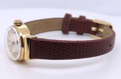 Vintage Omega Ladymatic 18kt Browm Leather Strap Watch