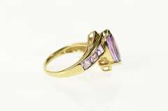 10K Yellow Gold Marquise Princess Accent Bypass Statement Ring