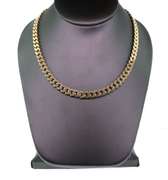 Cubic Zirconia studded 14k Gold Handmade Italian Curb Chain Necklace