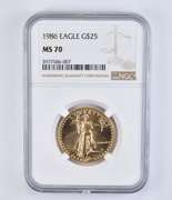 MS70 1986 $25 American Gold Eagle - Graded NGC