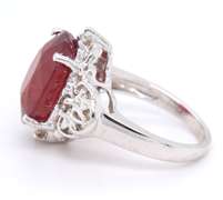 Fabulous White Gold Lead Treated Ruby with Diamond Ring