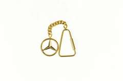 14K Yellow Gold Mercedes Benz Logo Symbol Curb Key Chain