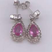14kt Gold, Pink Sapphire, & Diamond Earrings