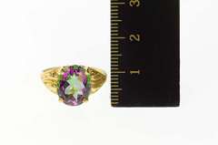 14K Yellow Gold Oval Mystic Topaz Solitaire Statement Ring
