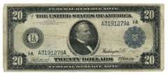 Scarce 1914 Series Large Size $20 Federal Reserve Note (1-A)