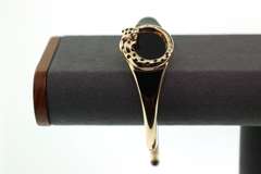 Coiling Handmade Italian 14k Gold and Onyx Panther Bangle Bracelet
