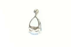 14K White Gold Pear Blue Topaz Diamond Accent Classic Pendant