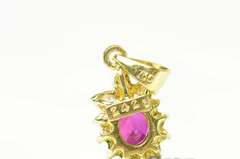 18K Yellow Gold 0.75 Ctw Natural Ruby Oval Diamond Halo Pendant