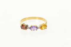 14K Yellow Gold Amethyst Citrine Diamond Garnet Band Ring