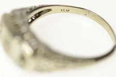 14K White Gold Art Deco Filigree Engagement Setting Band Ring