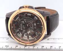 Bulova Sutton Classic Automatic Skeleton Dial Brown Leather Watch