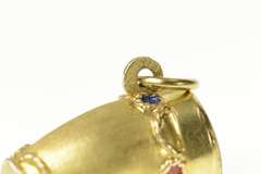 14K Yellow Gold 3D Ornate Enamel Bongo Drum Music Charm/Pendant