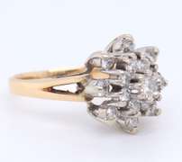 Gorgeous Yellow Gold 0.73ct Diamond Cluster Ring