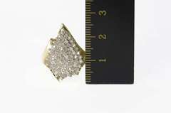 10K Yellow Gold Pear Diamond Cluster Statement Bypass Ring