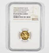 PF69UCAM 1994 Guernsey 10 Gold Pounds - Normandy 50th Anniv - NGC