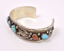 Vintage Native American Inspired Bracelet in Sterling Silver