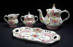 Tray, Sugar Creamer and Tea Pot 4 pcs