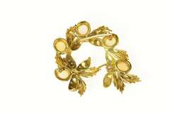 18K Yellow Gold Opal Diamond Retro Leaf Cluster Statement Pendant/Pin