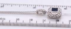 Charming 18kt Deco Style Sapphire Diamond Cluster Pendant on Chain