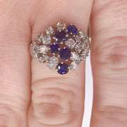 14kt Gold, Blue Sapphire, & Diamond Cocktail Ring
